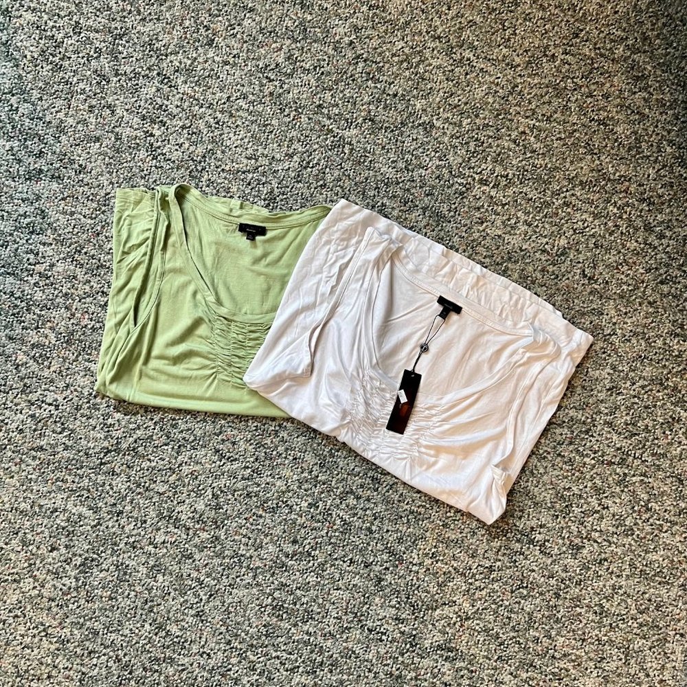 Set of two Talbots tank tops - ruched front, silky figure-flattering drape!